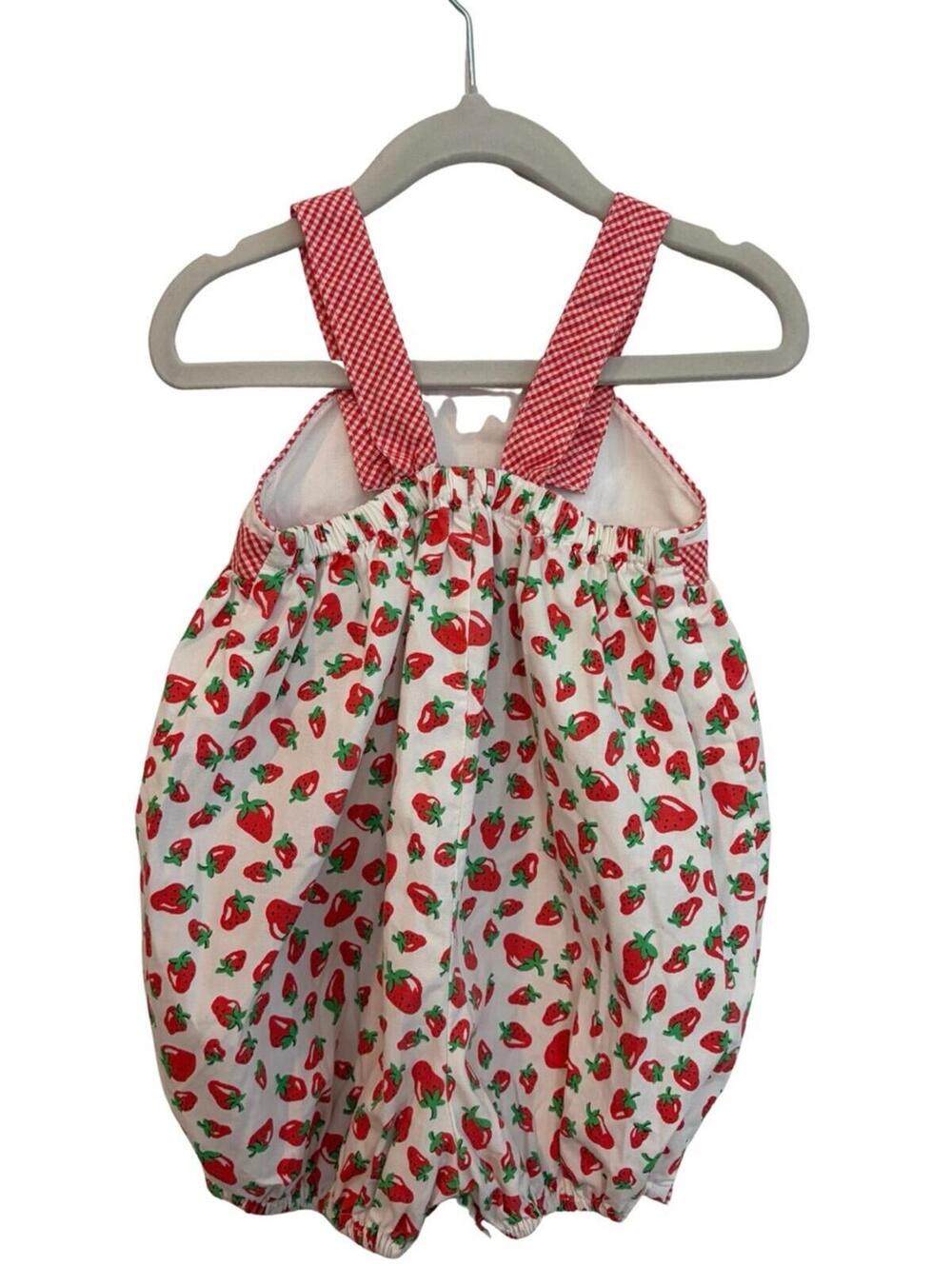 Vintage Baby Togs Strawberry Print Gingham Bubble Romper size 24 months - Picture 4 of 5